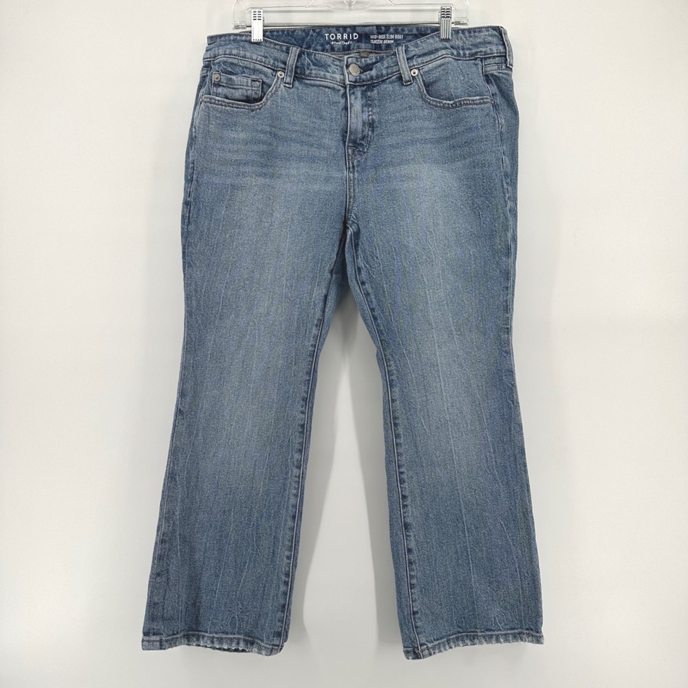 Torrid Mid-Rise Slim Boot Classic Denim Jeans Medium Wash 12XS 15518579
